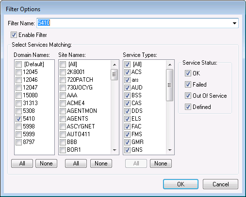 Filter options